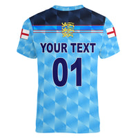 (Custom Personalised) England Cricket Women V Neck T Shirt Unique - Blue LT8 - Wonder Print Shop