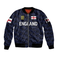 (Custom Personalised) England Cricket Sleeve Zip Bomber Jacket Unique - Navy LT8 - Wonder Print Shop