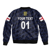 (Custom Personalised) England Cricket Sleeve Zip Bomber Jacket Unique - Navy LT8 - Wonder Print Shop