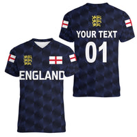 (Custom Personalised) England Cricket Women V Neck T Shirt Unique - Navy LT8 - Wonder Print Shop