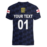 (Custom Personalised) England Cricket Women V Neck T Shirt Unique - Navy LT8 - Wonder Print Shop