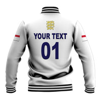 (Custom Personalised) England Cricket Baseball Jacket Unique - White LT8 - Wonder Print Shop