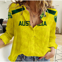 (Custom Personalised) Australia Cricket Women Casual Shirt Aussie Unique - Yellow LT8 - Wonder Print Shop