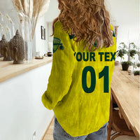 (Custom Personalised) Australia Cricket Women Casual Shirt Aussie Unique - Yellow LT8 - Wonder Print Shop
