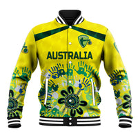 (Custom Personalised) Australia Cricket Baseball Jacket Aboriginal Style Unique - Yellow LT8 - Wonder Print Shop