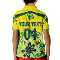 Custom Australia Cricket Polo Shirt for Kid Aboriginal Style Unique Yellow LT8 - Wonder Print Shop