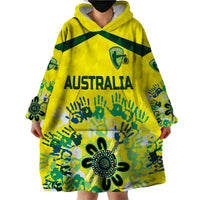 (Custom Personalised) Australia Cricket Wearable Blanket Hoodie Aboriginal Style Unique - Yellow LT8 - Wonder Print Shop
