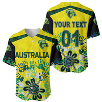 (Custom Personalised) Australia Cricket Baseball Jersey Aboriginal Style Unique - Black LT8 - Wonder Print Shop