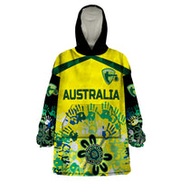 (Custom Personalised) Australia Cricket Wearable Blanket Hoodie Aboriginal Style Unique - Black LT8 - Wonder Print Shop