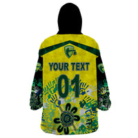 (Custom Personalised) Australia Cricket Wearable Blanket Hoodie Aboriginal Style Unique - Black LT8 - Wonder Print Shop