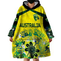 (Custom Personalised) Australia Cricket Wearable Blanket Hoodie Aboriginal Style Unique - Black LT8 - Wonder Print Shop