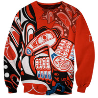 Canada Haida Sweatshirt Classic Haida Stylized Raven in red - Wonder Print Shop