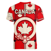 Canada Tartan Day Women V Neck T Shirt Canada Maple Leaf Journee du Tartan - Wonder Print Shop