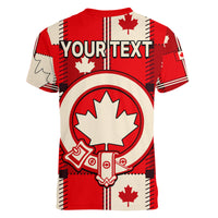 (Custom Personalised) Canada Tartan Day Women V Neck T Shirt Canada Maple Leaf Journee du Tartan - Wonder Print Shop