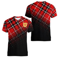 Scottish Gaelic Women V Neck T Shirt Crest Scotland Lion Tartan - Wonder Print Shop