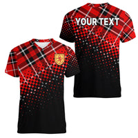 (Custom Personalised) Scottish Gaelic Women V Neck T Shirt Crest Scotland Lion Tartan - Wonder Print Shop