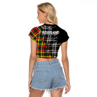 Scottish Tartan Raglan Cropped T Shirt Scotland Modern Crest Tartan - Wonder Print Shop