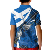 Scottish Thistle Tartan Polo Shirt for Kid Scottish Alba Flag Style - Wonder Print Shop