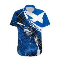 (Custom Personalised) Scottish Thistle Tartan Hawaiian Shirt Scottish Alba Flag Style - Wonder Print Shop