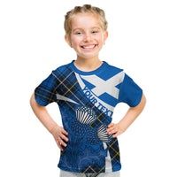 (Custom Personalised) Scottish Thistle Tartan Kid T Shirt Scottish Alba Flag Style - Wonder Print Shop