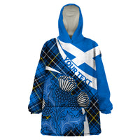(Custom Personalised) Scottish Thistle Tartan Wearable Blanket Hoodie Scottish Alba Flag Style - Wonder Print Shop