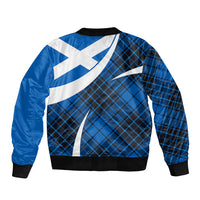 Scottish Alba Flag Bomber Jacket Scottish Colourful Tartan Blue Version LT9 - Wonder Print Shop