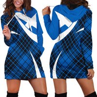 Scottish Alba Flag Hoodie Dress Scottish Colourful Tartan Blue Version - Wonder Print Shop