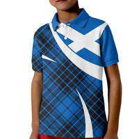 Scottish Alba Flag Polo Shirt for Kid Scottish Colourful Tartan Blue Version - Wonder Print Shop