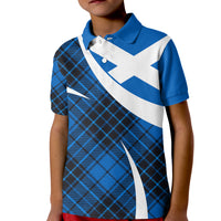 Scottish Alba Flag Polo Shirt for Kid Scottish Colourful Tartan Blue Version - Wonder Print Shop