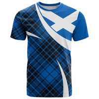 Scottish Alba Flag T Shirt Scottish Colourful Tartan Blue Version - Wonder Print Shop