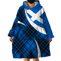 Scottish Alba Flag Wearable Blanket Hoodie Scottish Colourful Tartan Blue Version - Wonder Print Shop