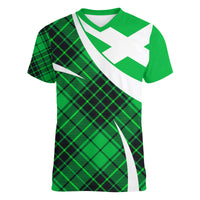 Scottish Alba Flag Women V Neck T Shirt Scottish Colourful Tartan Green Version - Wonder Print Shop