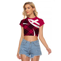 Scottish Alba Flag Raglan Cropped T Shirt Scottish Colourful Tartan Pink Version - Wonder Print Shop