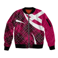 Scottish Alba Flag Sleeve Zip Bomber Jacket Scottish Colourful Tartan Pink Version - Wonder Print Shop