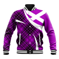 Scottish Alba Flag Baseball Jacket Scottish Colourful Tartan Purple Version LT9 - Wonder Print Shop