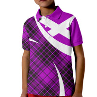 Scottish Alba Flag Polo Shirt for Kid Scottish Colourful Tartan Purple Version - Wonder Print Shop