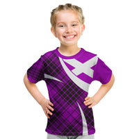 Scottish Alba Flag Kid T Shirt Scottish Colourful Tartan Purple Version - Wonder Print Shop