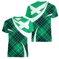 Scottish Alba Flag Women V Neck T Shirt Scottish Colourful Tartan Turquoise Version - Wonder Print Shop