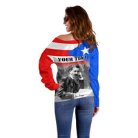 (Custom Personalised) Puerto Rico Off Shoulder Sweater Happy Jose de Diego Day - Wonder Print Shop