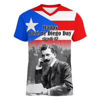 (Custom Personalised) Puerto Rico Women V Neck T Shirt Happy Jose de Diego Day - Wonder Print Shop