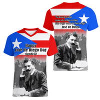 Puerto Rico Women V Neck T Shirt Happy Jose de Diego Day - Wonder Print Shop
