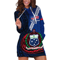 Samoa Hoodie Dress Happy Independence Day Samoan Blue Pattern - Wonder Print Shop