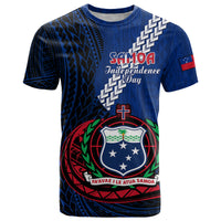 Samoa T Shirt Happy Independence Day Samoan Blue Pattern - Wonder Print Shop