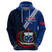 Custom Samoa Hoodie Happy Independence Day Samoan Blue Pattern - Wonder Print Shop