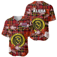 Hawaii State Baseball Jersey Tropical Flowers Mix Tartan Red Version - Wonder Print Shop