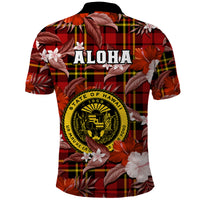 Hawaii State Polo Shirt Tropical Flowers Mix Tartan Red Version - Wonder Print Shop