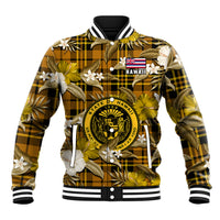 Hawaii State Baseball Jacket Tropical Flowers Mix Tartan Gold Version - Wonder Print Shop