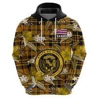 Hawaii State Hoodie Tropical Flowers Mix Tartan Gold Version - Wonder Print Shop