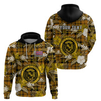 Custom Hawaii State Hoodie Tropical Flowers Mix Tartan Gold Version - Wonder Print Shop