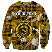 (Custom Personalised) Hawaii State Sweatshirt Tropical Flowers Mix Tartan Gold Version - Wonder Print Shop
